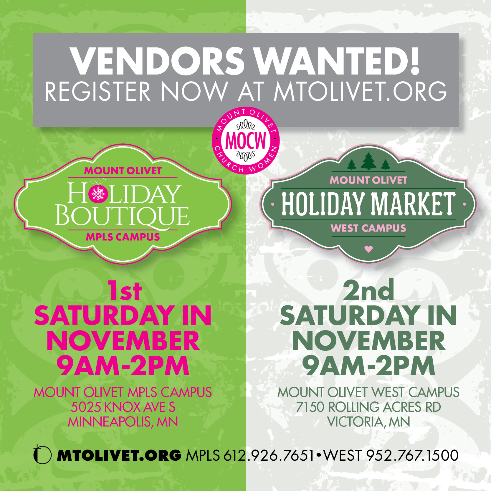 MOCW Holiday Boutique & Holiday Market Vendor Applications Mount Olivet